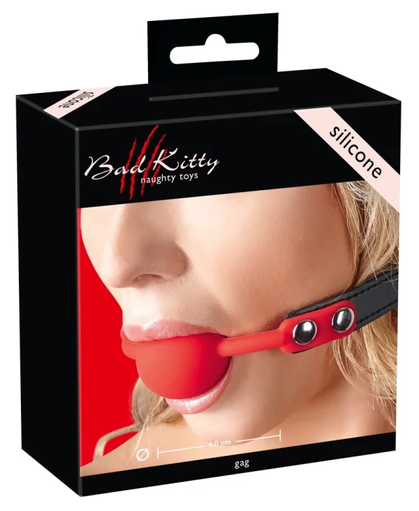 Bad Kitty Czerwony Knebel Silikonowy z RegulacjÄ… 42-58 cm