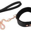 Bad Kitty Adjustable Black Collar & Rose-Gold Chain Leash - Anelma Bad Kitty Adjustable Black Collar & Rose-Gold Chain Leash