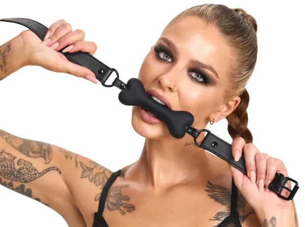 Bad Kitty Dog Bone Silicone Gag - Adjustable Strap