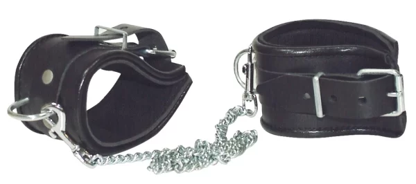 ZADO Black Adjustable Leather Ankle Cuffs with Removable