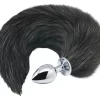 Alive Black & White Fox Tail M - Korek z puszystym czarnym ogonem - Anelma Alive Black & White Fox Tail M - Korek z puszystym czarnym ogonem