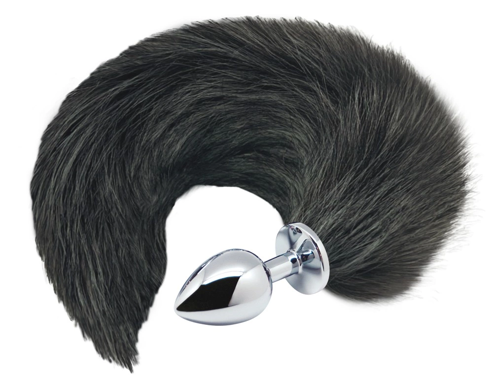 Alive Black & White Fox Tail M - Korek z puszystym czarnym ogonem - Anelma Alive Black & White Fox Tail M - Korek z puszystym czarnym ogonem