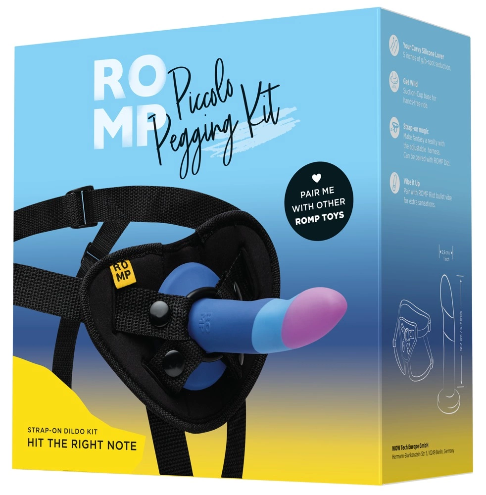 ROMP Piccolo Pegging Kit - Silicone Intimate Device with Harness - Anelma sextoys