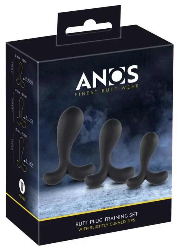 ANOS Silicone Training Set - 3-Piece Anal Trainer with Curved Tips