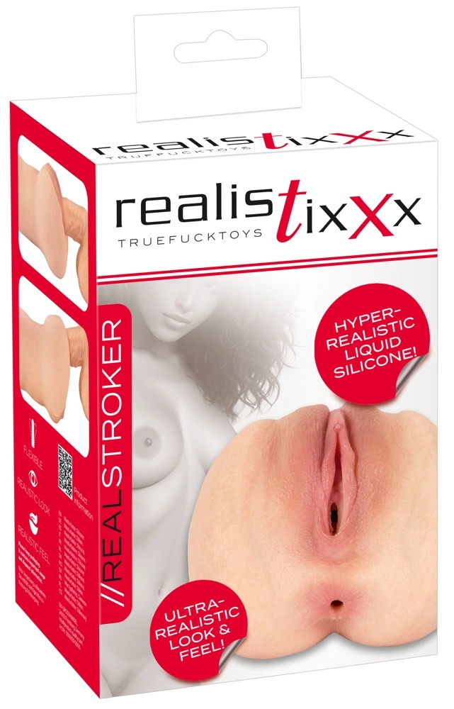 Realistixxx RealStroker Anatomical Dual-Channel Silicone Model 17.5cm - Anelma Realistixxx RealStroker Anatomical Dual-Channel Silicone