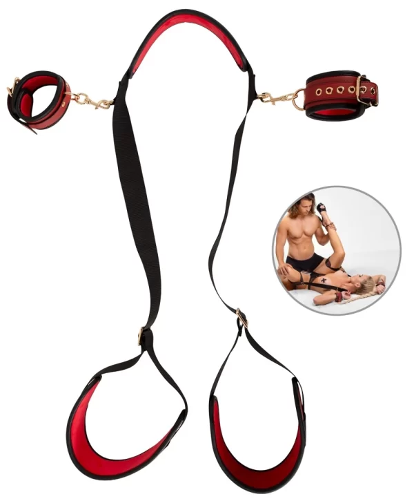Bad Kitty Neck/Thigh Restraint Set Black-Red