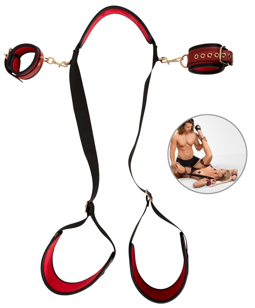 Bad Kitty Neck/Thigh Restraint Set Black-Red