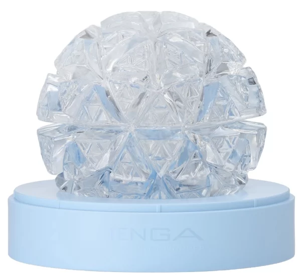 Tenga GEO GLACIER Intimate Machine Transparent Stretchy 10.8cm combines flexible elastomer for comfortable