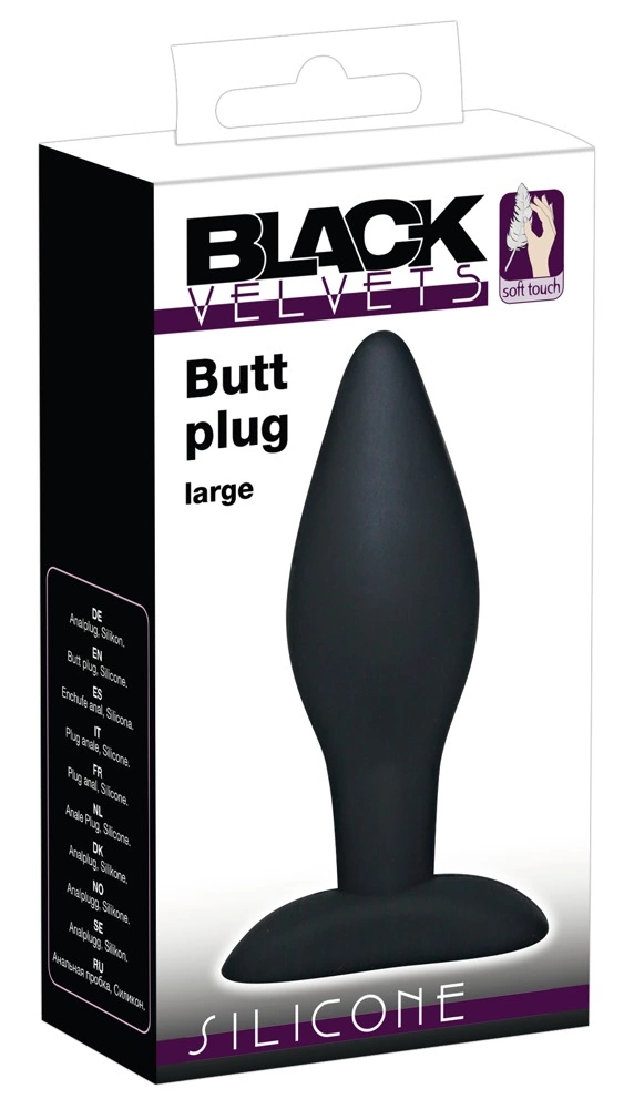 Black Velvets Silicone Large Anal Plug 12 cm Smooth Surface Black