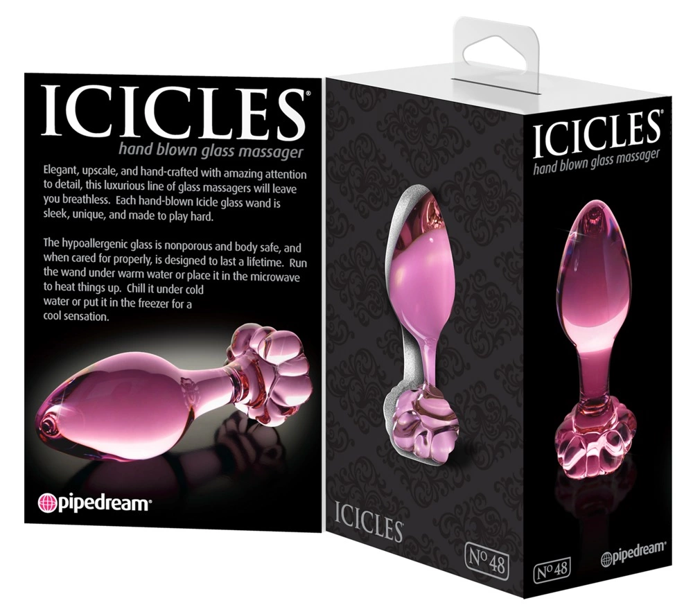 Icicles No. 48 Glass Plug with Decorative Flower Stopper - Anelma Icicles No. 48 Glass Plug with Decorative Flower Stopper