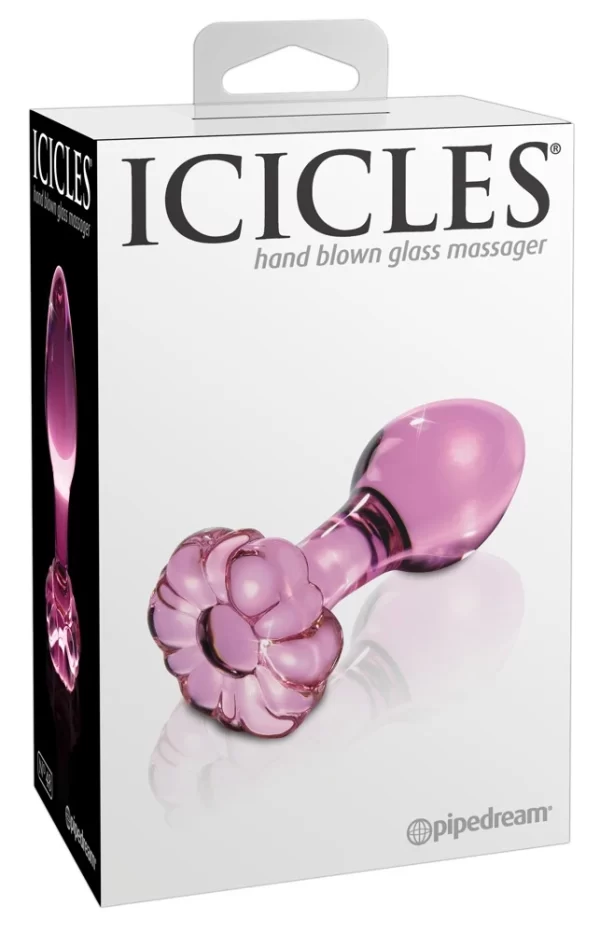 Icicles No. 48 Glass Plug with Decorative Flower Stopper