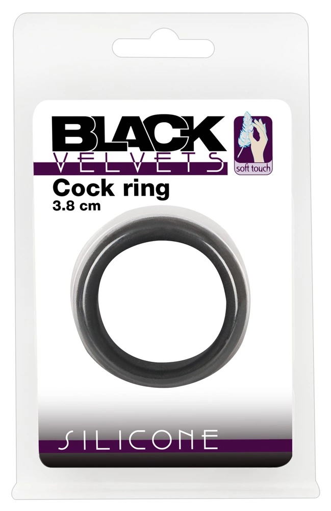 Black Velvets Silicone Ring 3.8 cm Soft Touch Flexible Black - Anelma sextoys