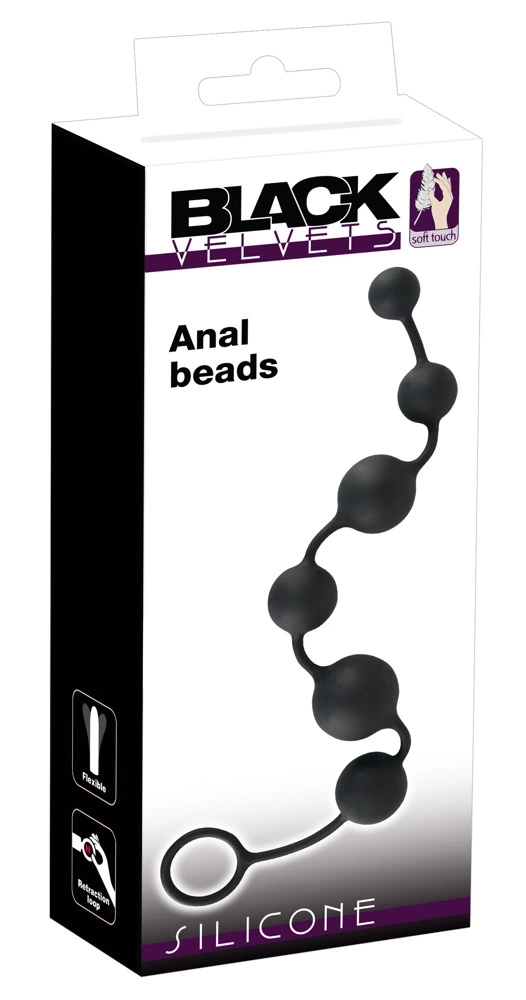 Black Velvets Silicone Intimate Bead Chain 40cm Black Flexible Design