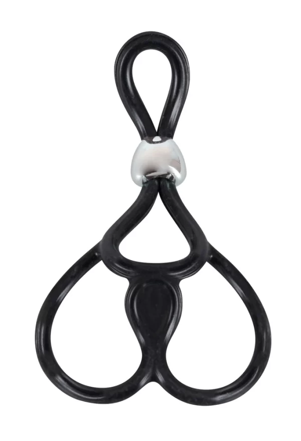 You2Toys Adjustable Triple Ring System Black Silicone 13cm