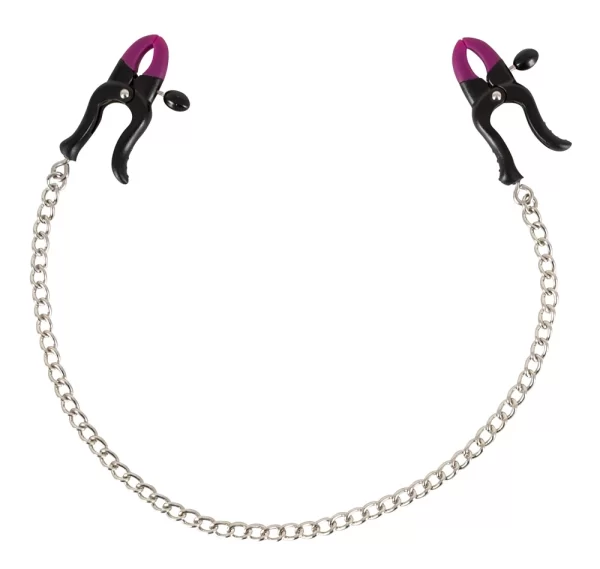 Bad Kitty Adjustable Silicone Nipple Clamps with Steel Chain