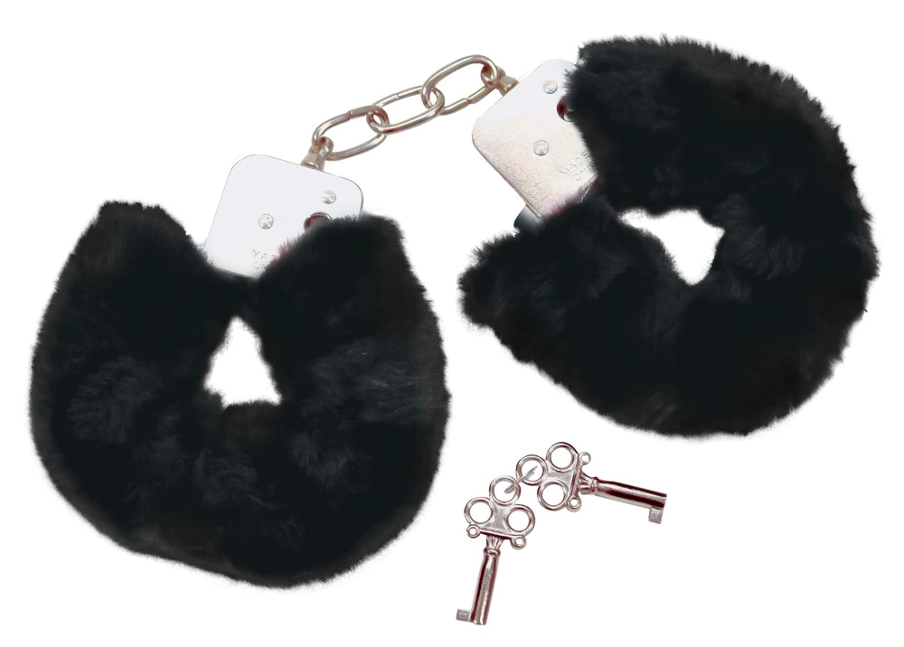 You2Toys Metal Handcuffs Black with Soft Removable Plush