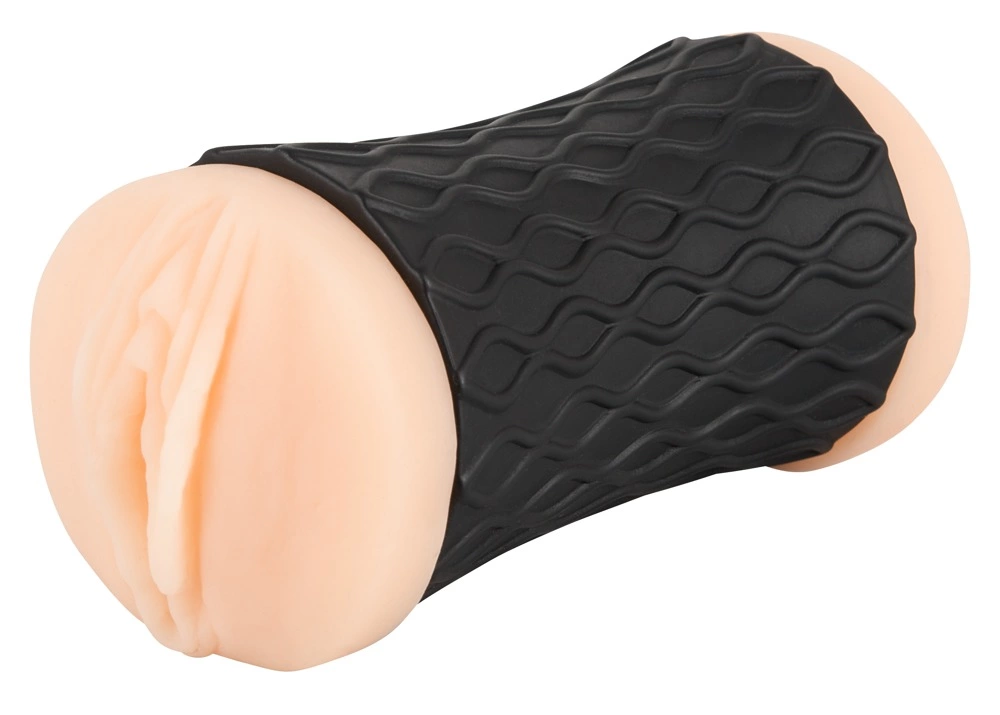 Nature Skin Double-Ended Intimate Device TPE Black Sleeve 14.3cm combines an ergonomic design for comfortable