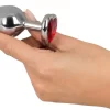 You2Toys Diamond Plug Medium - Aluminium Heart Red Gem 8.2 cm. Butt plug. See functions