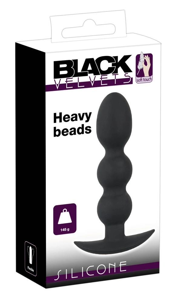 Black Velvets Intimate Beads 145g Silicone Soft Touch Black 13.3cm
