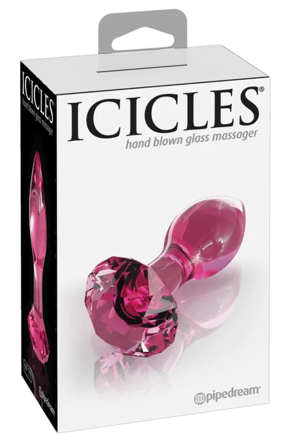 Pipedream Icicles No. 79 Pink Glass Anal Plug with Diamond Stopper 9cm