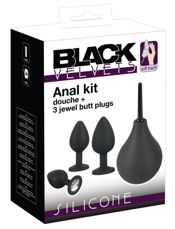 Black Velvets Anal Kit - Silicone Set with Douche and Decorative Plugs
