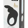 Happy Rabbit Black Intimate Ring with Vibrating Flexible Ears - Anelma sextoys