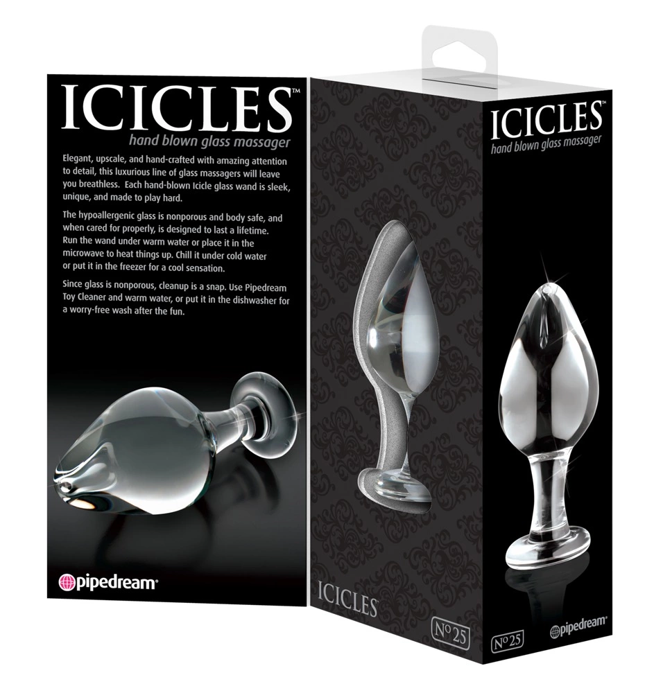 Pipedream Icicles No. 25 Glass Massage Plug 9 cm Transparent. Butt plug
