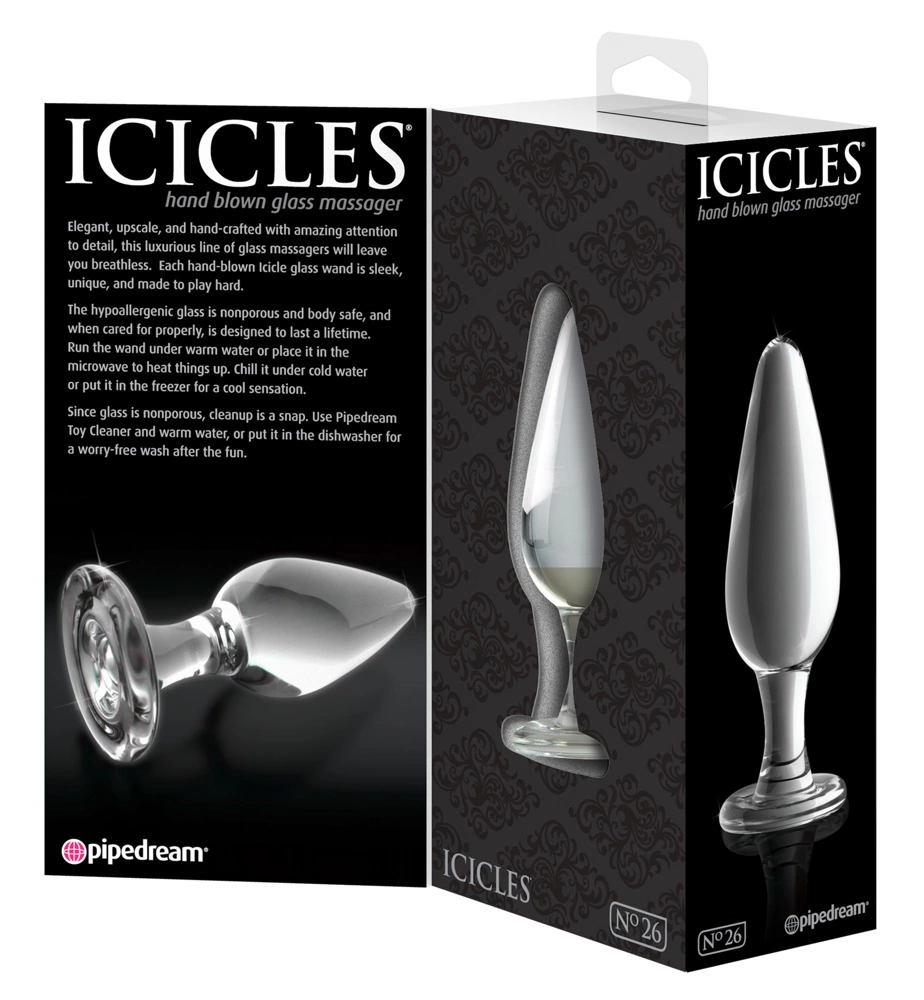 Icicles Model 26 Szklany korek do masaÅ¼u rÄ™cznie wykonany 11 cm