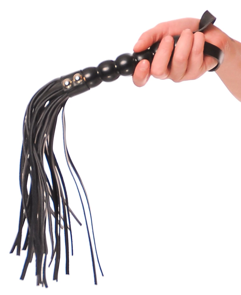 FFS Beaded Cat-o-Nine Tails Intimate Flogger 22cm Black PU FFS Beaded Cat-o-Nine Tails Intimate Flogger 22cm Black PU