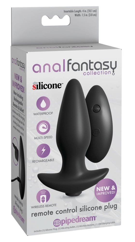 AFC RC Silicone Plug Black - Wireless Vibrating Anal Accessory 12.3cm