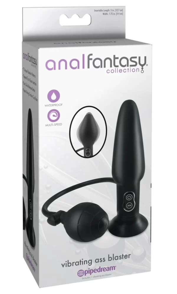 AFC Inflatable Vibrating Intimate Plug Black Silicone 17.4 cm