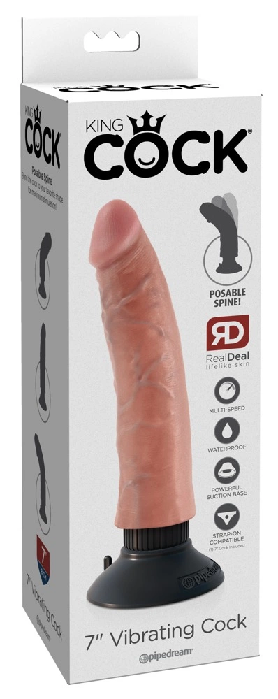 Pipedream King Cock Wibrator z Przyssawką 18 cm Jasny Skory - vibraattori