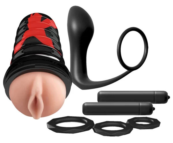 PDX Elite Vibrating System Set 7-in-1 with Stimulation Accessories combines an ergonomic design for comfortable