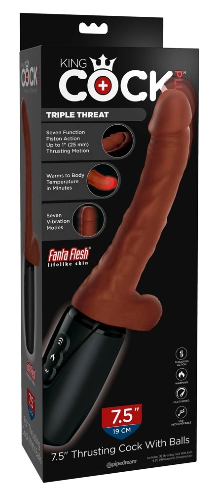 King Cock Plus Wibrator z Funkcją Ciepła i Wstrząsow 19cm - vibraattori