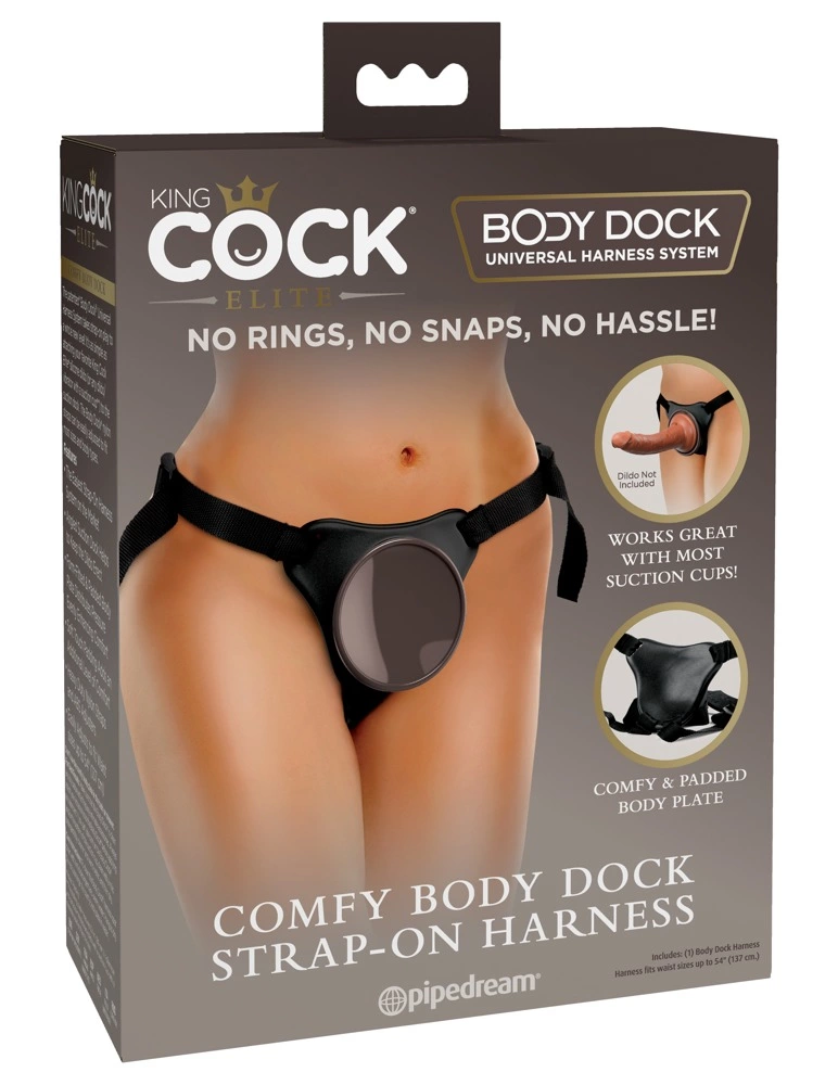 King Cock Elite Comfy Body Dock Adjustable Strap-On Harness Black - Anelma sextoys