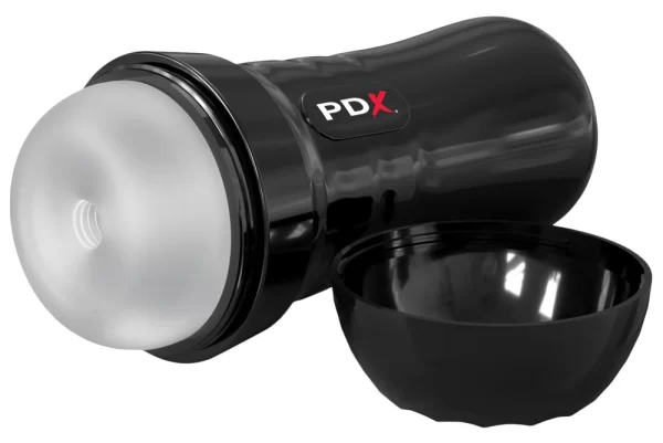 PDX Extreme Wet Stroker Super Slide Transparent Intimate Device 21.6cm combines an ergonomic design for comfortable