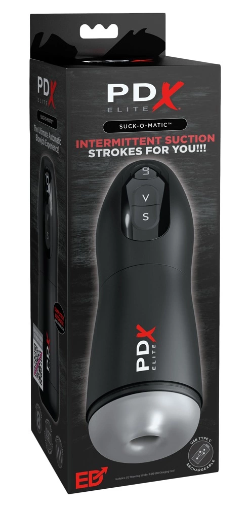 PDX Elite Suck-O-Matic Frosted Black Automatic Stimulation