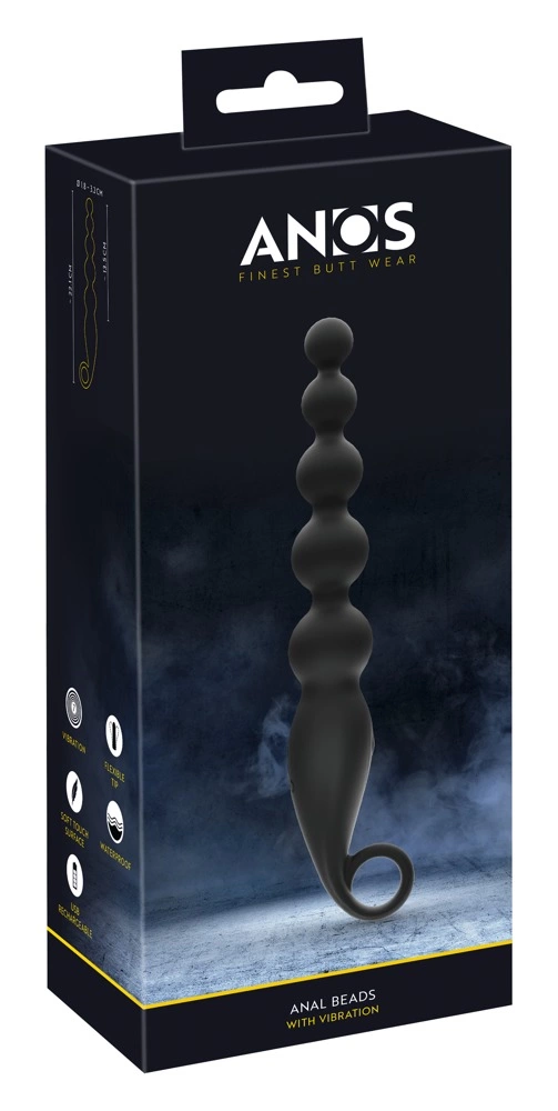 ANOS Vibrating Anal Beads Flexible 7-Mode Silicone 22.1cm Black