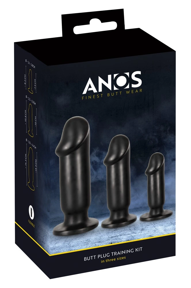 ANOS Anal Plug Training Kit 3 Sizes Flexible PVC Suction Base