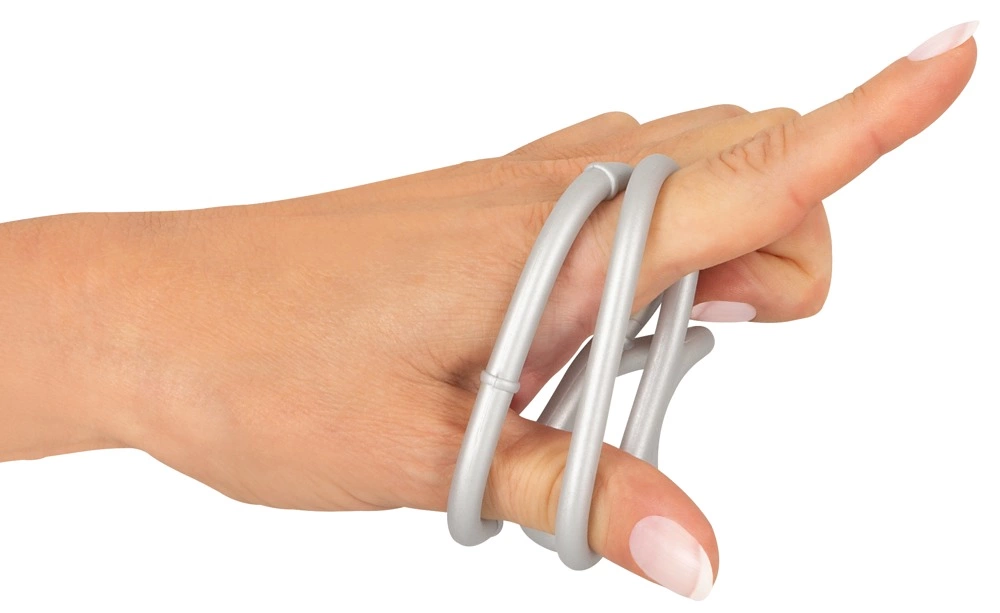 You2Toys Metallic Silicone - potrojny pierścień anatomiczny - Anelma erotiikkaliike