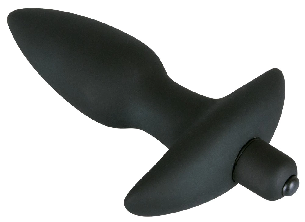 Black Velvet Medium Vibrating Anal Plug Silicone 15 cm Black