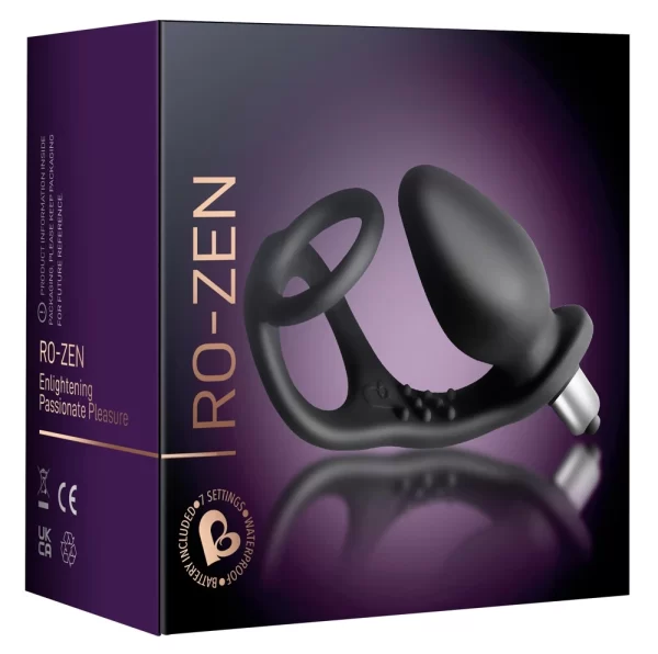 Rocks-Off RO-ZEN Black - Silicone Vibrating Ring & Plug Set