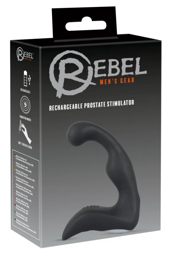 Rebel Prostate Plug Rechargeable Flexible Massager Black 14.6cm