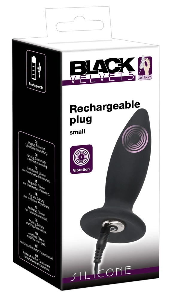 Black Velvets Vibration Silicone Plug Rechargeable