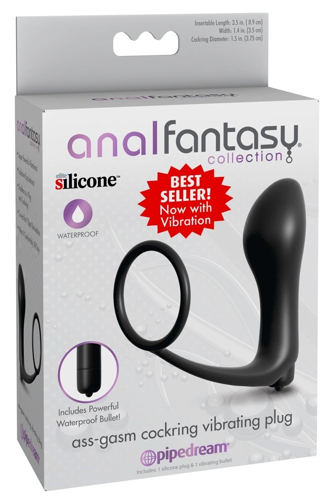 Pipedream Ass-Gasm Vibrating Black Intimate System with Cockring - Anelma sextoys