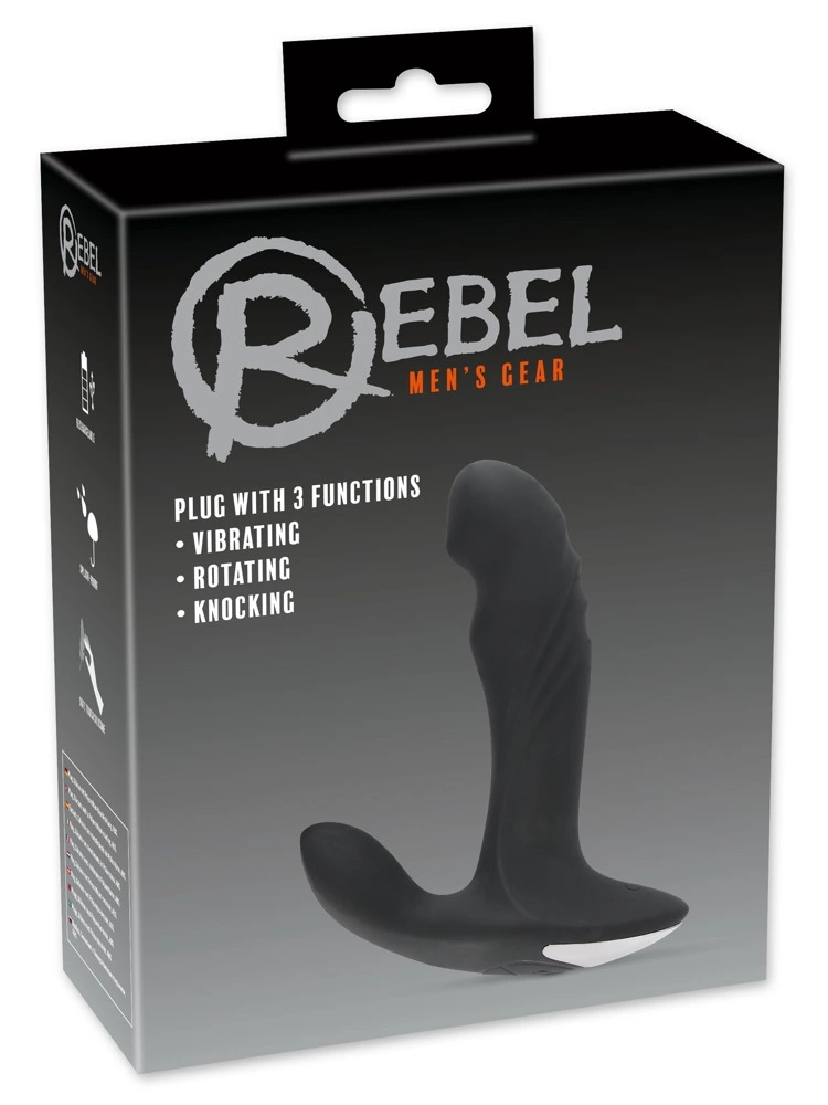 Rebel Intimate Machine Black 3-Function Prostate & Perineum Stimulator 16.6cm - Anelma Rebel Intimate Machine Black 3-Function Prostate & Perineum Stimulator 16.6cm