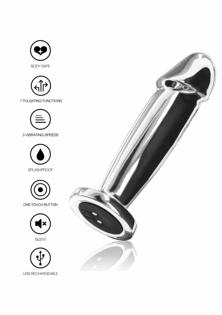 TOYJOY Buttocks The Intruder Vibrating Plug Metal Large USB Black. Butt plug. See functions