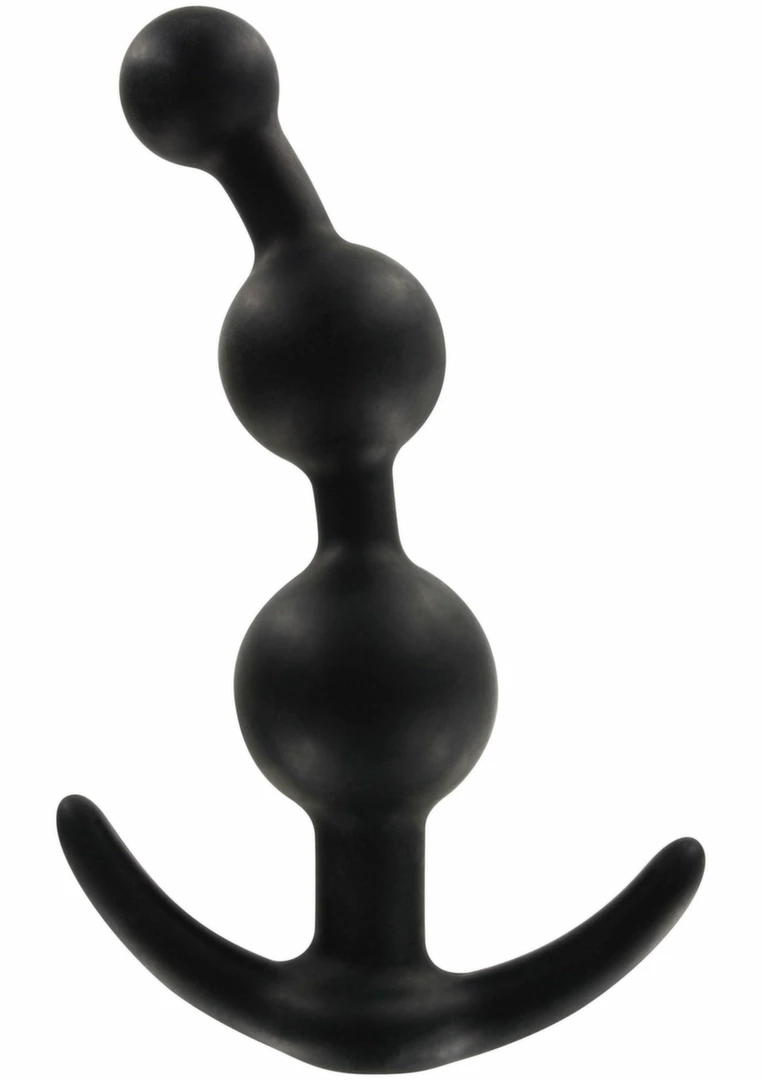 TOYJOY Sweet Sensation Silicone Beaded Plug with Flared Base Black