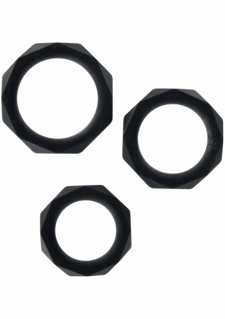TOYJOY Power Halo C-Ring Set Silicone Adjustable 3 Sizes Black - Anelma sextoys