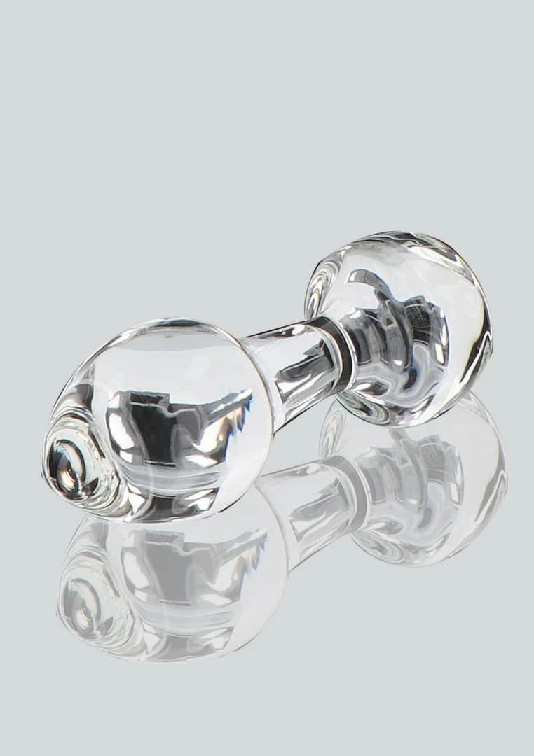 TOYJOY GLASS WORXX Stargazer Glass Plug Medium Clear. Butt plug. Product details include functions